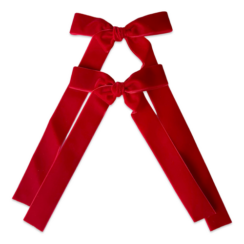 Burning Red Long Velvet Ribbon Bow