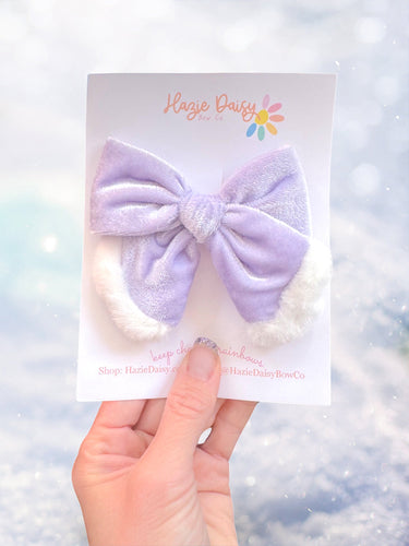 Winter Wonderland Trimmed Lavender Mini Ruthie Bow