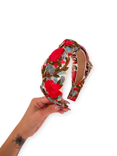 Holiday Embroidered Lace Knotted Headband