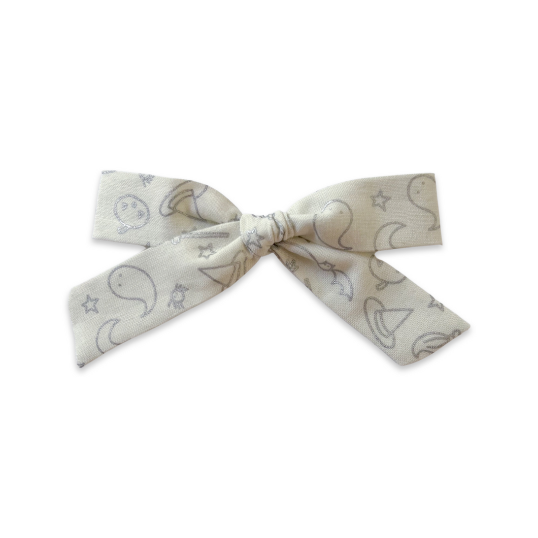 Spooky Cute (with silver metallic print) Oversized Gracie Bow