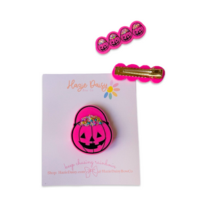 Hot Pink Pumpkin Pail Acrylic Clip/Pin