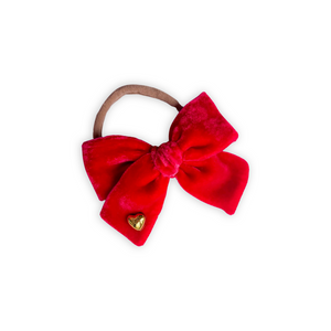 Valentine Red Hand Dyed Velvet Mini Ruthie Bow
