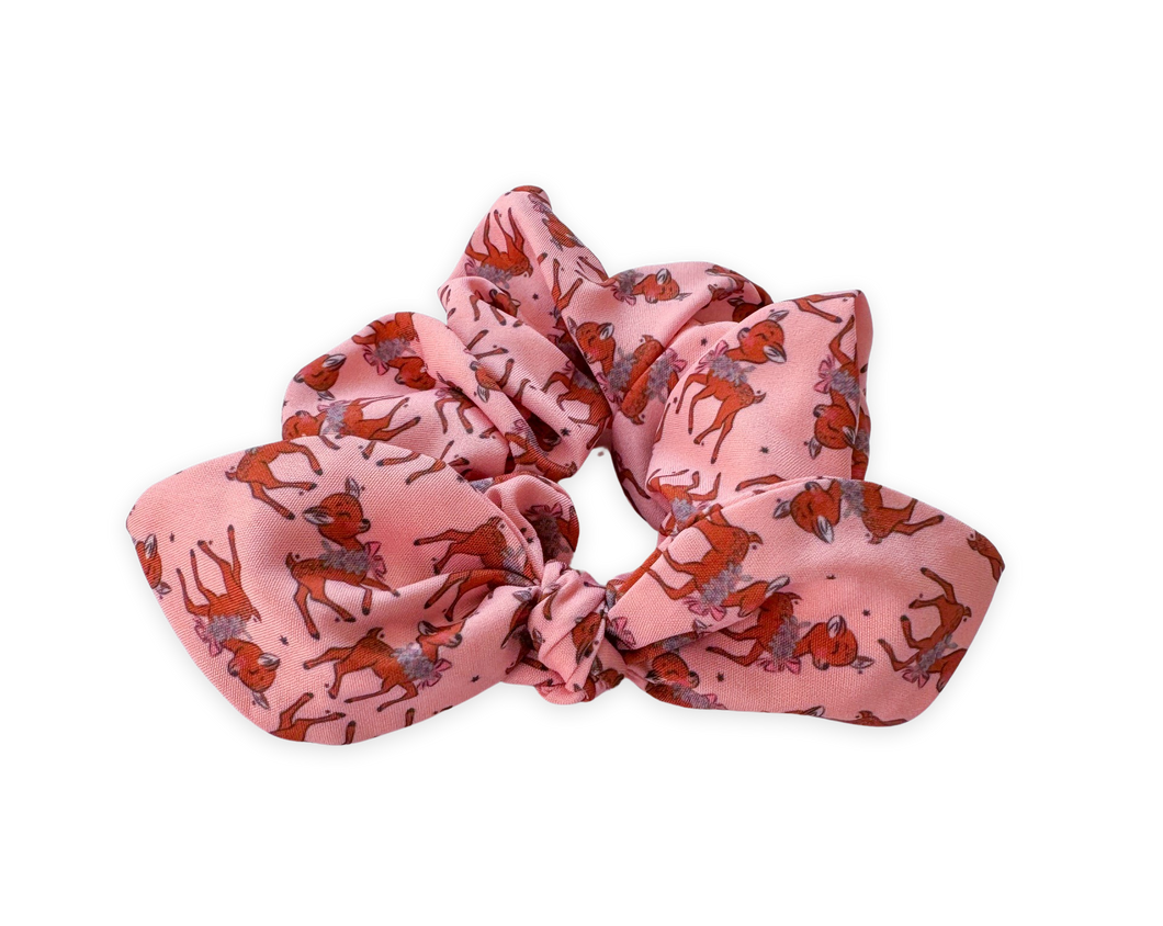Pink Reindeer Bow Scrunchie