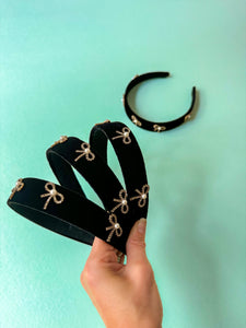 Bows on Black Velvet Headband (toddler-adult)