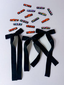 Black Long Velvet Ribbon Bow