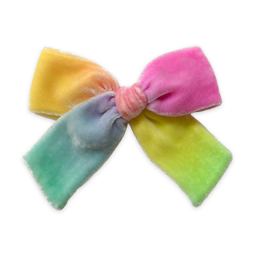 Happy Rainbow Velvet Ruthie Bow