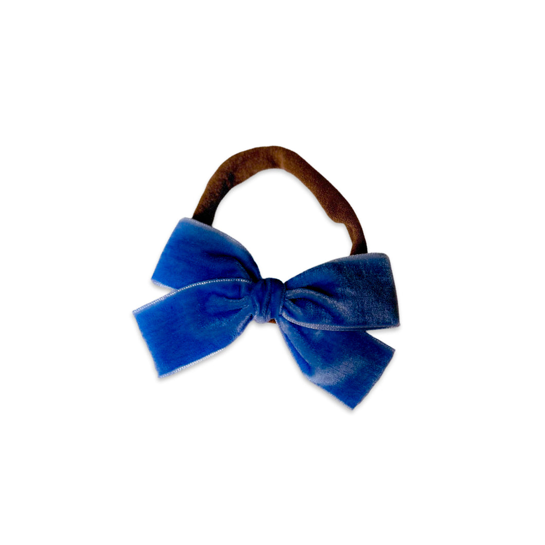 Luxe Blue Mini Velvet Bow