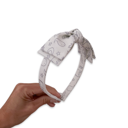 Spooky Cute (with silver metallic print) Double Stacked Bow Band