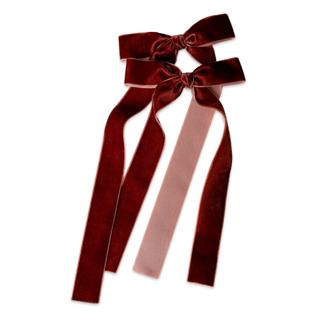 Cinnamon Long Velvet Ribbon Bow