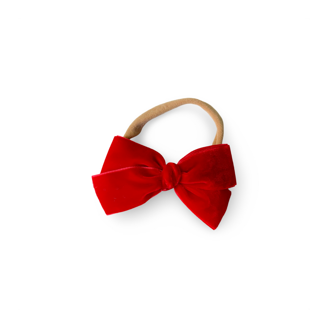 Burning Red Mini Velvet Bow