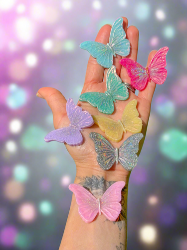 Summer Holographic Glitter Mariposa Clips (multiple colors available)