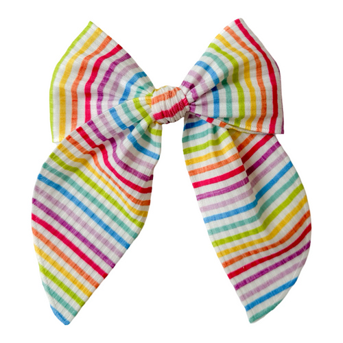 Schoolhouse Rainbow Ribbed Knit XL Blaire Bow