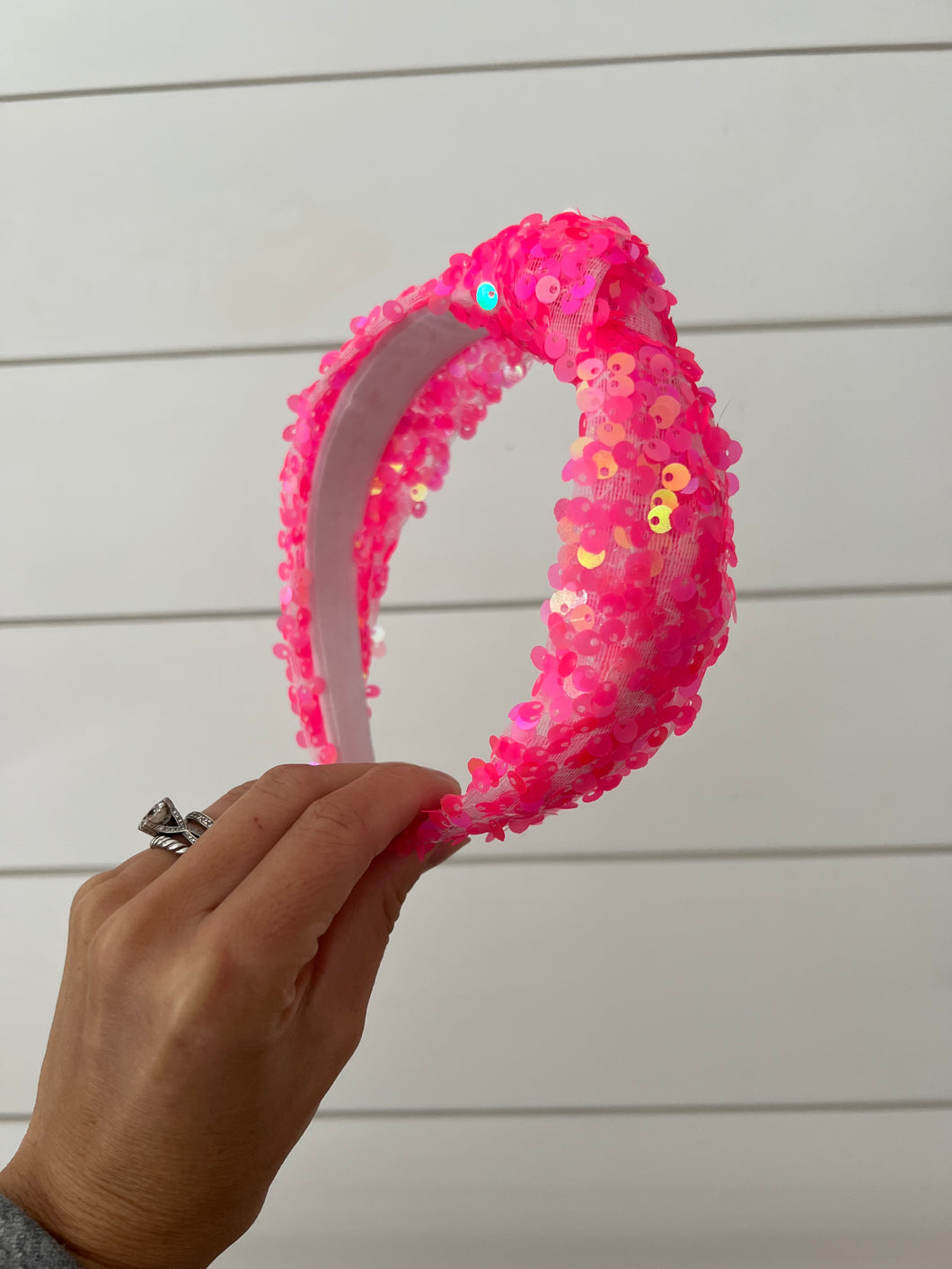 Neon Pink Sequin Knotted Headband