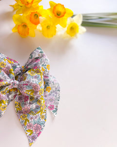 Liberty Inspired Floral Purple & Lavender XL Blaire Bow