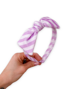 Candy Shop Lavender Striped Knot Bowed Headband