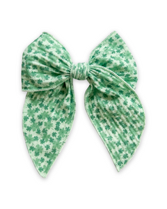 Mint Clover Field Ribbed Knit XL Blaire Bow