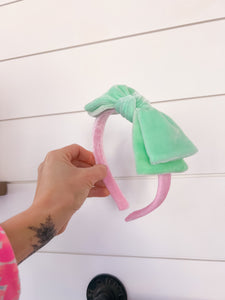Mint & Peony Color Block Double Stacked Bow Band (2 options)