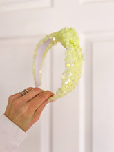 Load image into Gallery viewer, Lemon Lime Sequin Knotted Headband