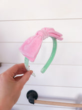 Load image into Gallery viewer, Mint &amp; Peony Color Block Double Stacked Bow Band (2 options)