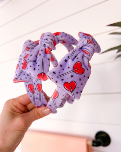 Lavender Lollipop Knot Bowed Headband
