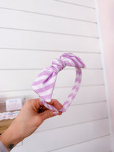 Load image into Gallery viewer, Candy Shop Lavender Striped Knot Bowed Headband