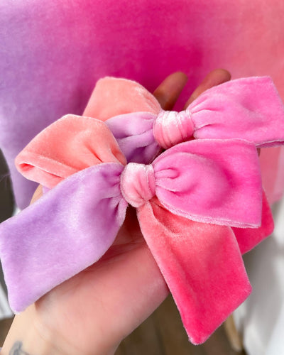 Tequila Sunrise Hand Dyed Velvet Ruthie Bow