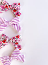 Load image into Gallery viewer, Candy Shop Lavender Striped  Velvet Ruthie Bow