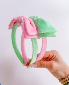 Mint & Peony Color Block Double Stacked Bow Band (2 options)