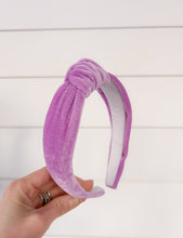 Load image into Gallery viewer, Lavender Easy Care Velvet Knotted Headband