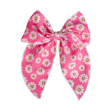 Load image into Gallery viewer, XL Pink Smiley Daisies Blaire Bow